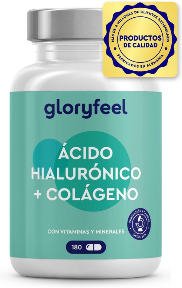 Colágeno + Ácido hialurónico + Vitamina C natural + Biotina + Zinc + Selenio + Extracto de bambú - Para la piel, articulaciones, los huesos y el cabello -180 cápsulas (Suministro para 3 meses)