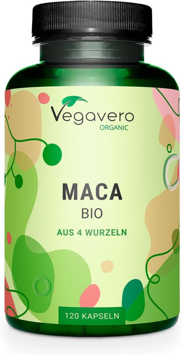 BIO Maca MIX Vegavero® | Maca Negra + Roja + Amarilla + Púrpura | Cosecha Orgánica de Perú | Sin Aditivos | Energía | 120 Cápsulas